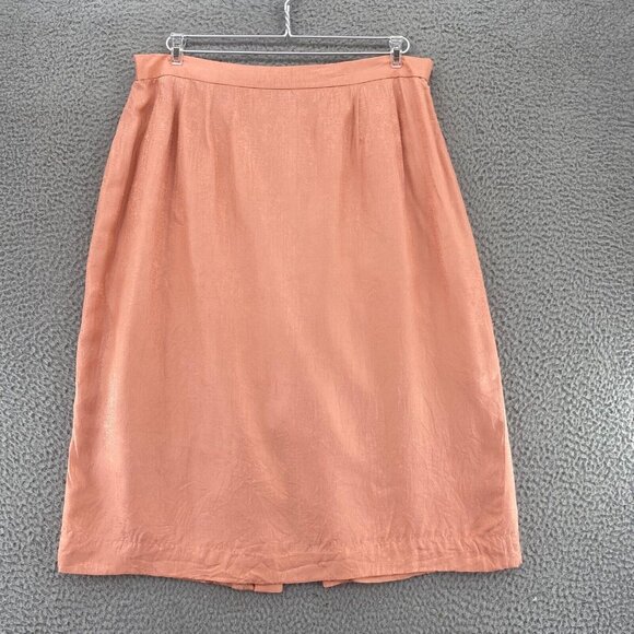 Adrianna Papell Skirt Womens 16W Plus Silk Pink Textured Midi Straight Everyday - Picture 1 of 10